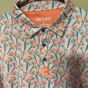 Pins & Aces Golf Polo XXL birds of paradise